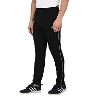 Men's Black Cotton Solid Slim Fit Track Pants-thumb1