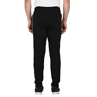 Men's Black Cotton Solid Slim Fit Track Pants-thumb3