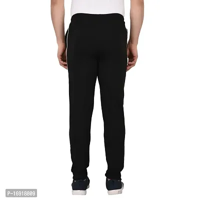 Men's Black Cotton Solid Slim Fit Track Pants-thumb4