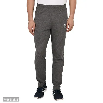 Men's Grey Cotton Solid Slim Fit Track Pants