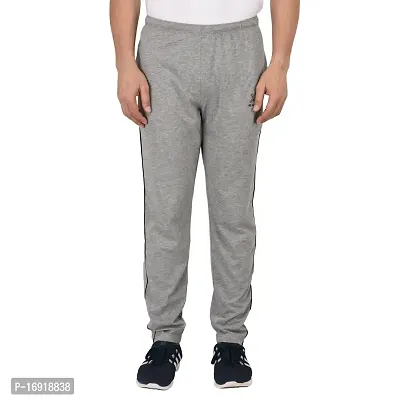 Men's Grey Cotton Solid Slim Fit Track Pants