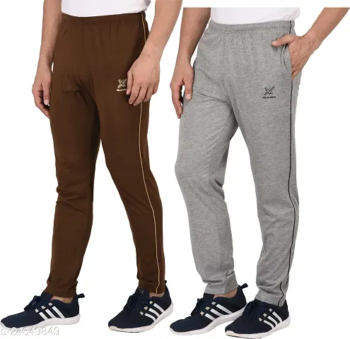 Men's BlueGrey Solid Slim Fit Track Pants Combo