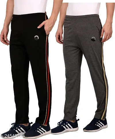 Mens Cotton Solid Regular Track Pants Combo pack of 2