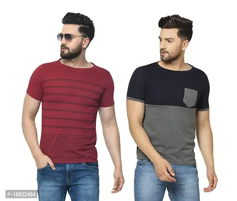 Printed Designer Mens Multicolour T-shirt Combo