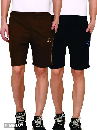 Casual Modern Men Shorts Brown Navy Blue Combo
