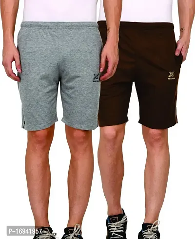 Casual Modern Men Shorts Grey Brown Combo-thumb0
