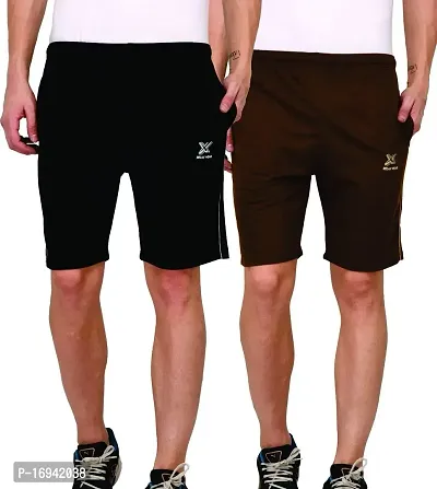 Casual Modern Men Shorts Black Brown Combo-thumb0