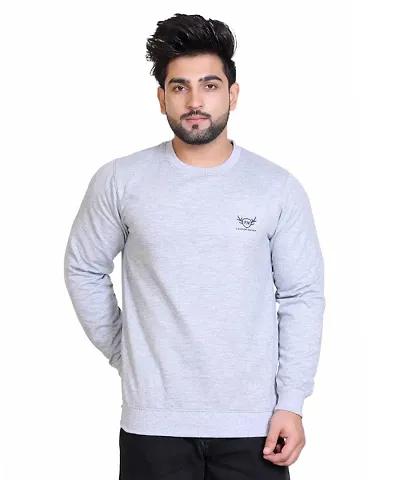 Regular Fit Fleece Casual Full Sleeve Round Neck Sweatshirt For Men