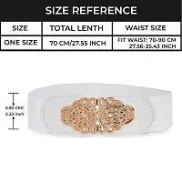 REDHORNS Elastic Fabric Waist Belt for Women Dresses Floral Design Stretchy Ladies Belt for Saree Girls Jeans - Free Size (LD74J_White)-thumb1