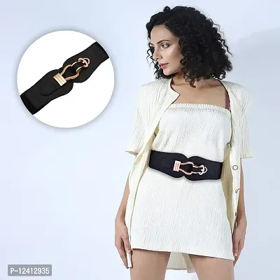 REDHORNS Women Belt Casual Thin Belt Female Belts Dress Skirt Waist Elegant Design Ladies Designer Waistband (LD008BK_Black)-thumb4
