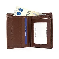 REDHORNS Stylish Genuine Leather Wallet for Men Lightweight Bi-Fold Slim Wallet with Card Holder Slots Purse for Men (350B_Brown)-thumb1