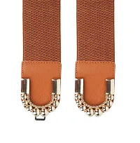 REDHORNS Fabric Elastic Waist Belt for Women Dresses Elegant C-Shaped Design Stretchy Wide Belt for Ladies Saree - Free Size (LD144F_Tan)-thumb1