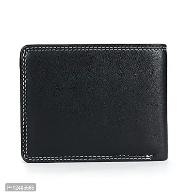 REDHORNS Stylish Genuine Leather Wallet for Men Lightweight Bi-Fold Slim Wallet with Card Holder Slots Purse for Men (629R1_Black)-thumb5