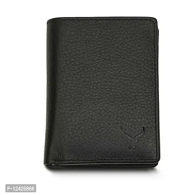 REDHORNS Top Grain Genuine Leather Wallet for Men | Royal Black Ultra Slim & Compact Purse | Handcrafted Ultra Strong Stitching | 10 Card Slots - WM-650A (Black)