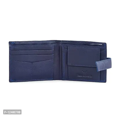 REDHORNS Stylish Genuine Leather Wallet for Men Lightweight Bi-Fold Slim Wallet with Card Holder Slots Purse for Men (A09I_Navy Blue)-thumb2