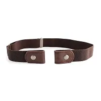 REDHORNS?Buckle Free Elastic Belt for Men No Buckle Stretch Belt Men's Invisible Elastic Belt for Jeans Pants Shorts All Match Stretchable Mens Belt (GB02B_Brown)-thumb1