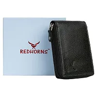 REDHORNS Genuine Leather Zipper Card Holder Green Slim Stylish Credit Debit ATM Holder Wallet Lightweight for Men Women with Gift Premium Pocket Sized-thumb4