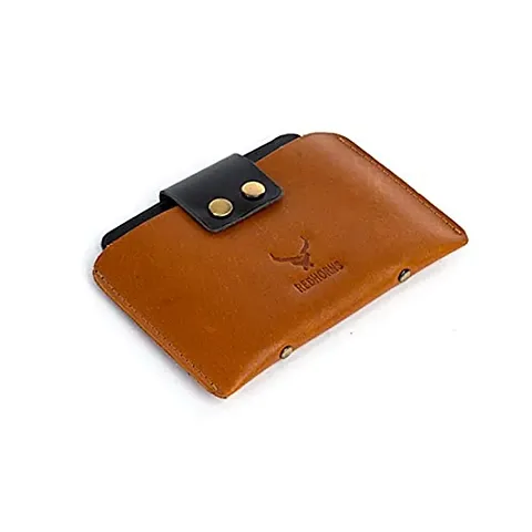 REDHORNS Genuine Leather Card Holder Money Wallet 3-Slot Slim Credit Debit Coin Purse for Men Women (RD007F_Tan)