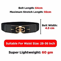 REDHORNS Elastic Fabric Waist Belt for Women Dresses Elegant Retro Design Stretchy Wide Ladies Belt for Saree Girls Jeans - Free Size (LD84A_Black)-thumb2