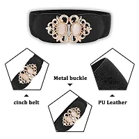 Stylish Elastic Fabric Waist Vintage Golden Buckle Design Stretchy Belts For Women-thumb2