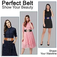 Stylish Elastic Fabric Waist Vintage Golden Buckle Design Stretchy Belts For Women-thumb4