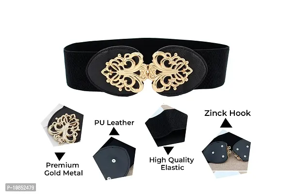 Stylish Elastic Fabric Waist Elegant Floral Design Stretchy Belts For Women-thumb3