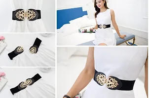 Stylish Elastic Fabric Waist Elegant Floral Design Stretchy Belts For Women-thumb4