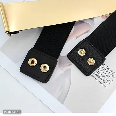 Stylish Elastic Fabric Waist Block Shaped Design Stretchy Belts For Women-thumb2