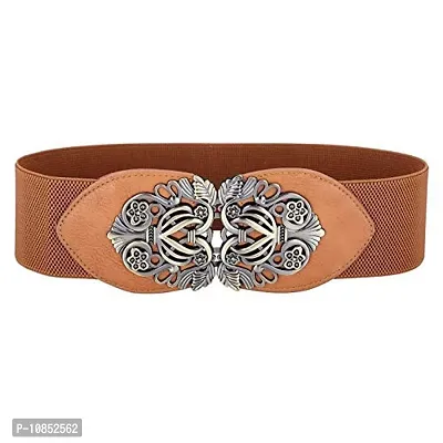 Stylish Elastic Fabric Waist Floral Design Stretchy Belts For Women-thumb0