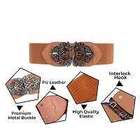 Stylish Elastic Fabric Waist Floral Design Stretchy Belts For Women-thumb3