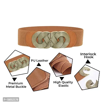 Stylishnbsp;Elastic Fabric Waist Antique Circle Design Stretchy Belts For Women-thumb2