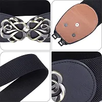 Stylish Elastic Fabric Waist Antique Floral Design Stretchy Belts For Women-thumb2