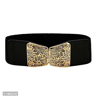 Stylish Elastic Fabric Waist Floral Design Stretchy Belts For Women-thumb0