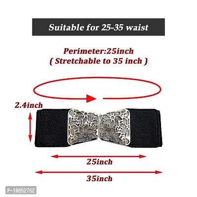 Stylish Elastic Fabric Waist Floral Design Stretchy Belts For Women-thumb2