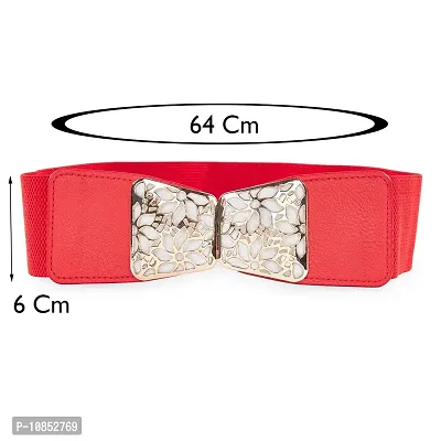 Stylish Elastic Fabric Waist Floral Design Stretchy Belts For Women-thumb2