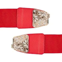 Stylish Elastic Fabric Waist Floral Design Stretchy Belts For Women-thumb2