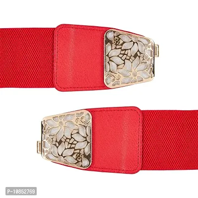 Stylish Elastic Fabric Waist Floral Design Stretchy Belts For Women-thumb3