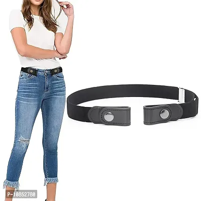 Stylish Elastic Fabric Waist Buckle-Free Design Stretchy Slim Belts For Women