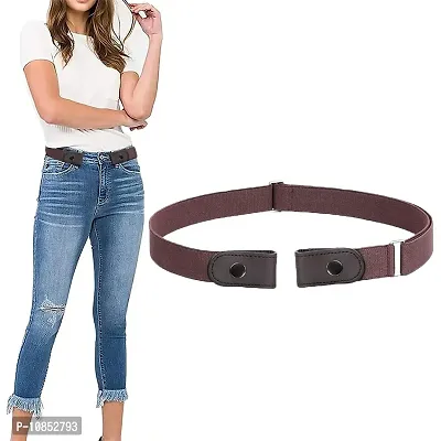 Stylish Elastic Fabric Waist Buckle-Free Design Stretchy Slim Belts For Women-thumb0