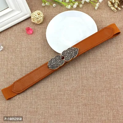 Stylish Elastic Fabric Waist Floral Design Stretchy Slim Belts For Women-thumb3