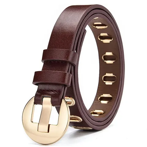 Stylish Women's PU Belts Adjustable Hole Punk Belts Metal Buckle Waistband Leather Belts for Dresses For Women