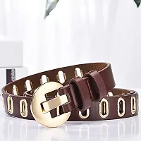 Stylish Women's PU Belts Adjustable Hole Punk Belts Metal Buckle Waistband Leather Belts for Dresses For Women-thumb4