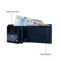 REDHORNS Stylish Genuine Leather Wallet for Men Lightweight Bi-Fold Slim Wallet with Card Holder Slots Purse for Men (WC-A05I_Navy Blue)-thumb4