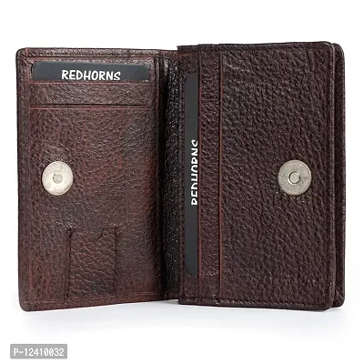 REDHORNS Genuine Leather Bi-fold Card Holder Money Wallet 16-Slot Slim Credit Debit Coin Purse for Men & Women (RD003E_Bombay Brown)-thumb3