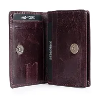 REDHORNS Genuine Leather Bi-fold Card Holder Money Wallet 16-Slot Slim Credit Debit Coin Purse for Men & Women (RD003L_Cherry)-thumb1