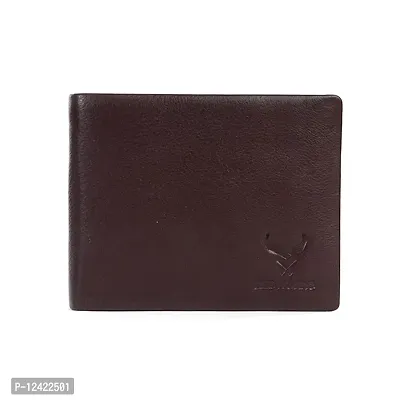 REDHORNS Stylish Genuine Leather Wallet for Men Lightweight Bi-Fold Slim Wallet with Card Holder Slots Purse for Men (WC-AP01R4_Redwood Brown)