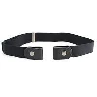 REDHORNS?Buckle Free Elastic Belt for Men No Buckle Stretch Belt Men's Invisible Elastic Belt for Jeans Pants Shorts All Match Stretchable Mens Belt (GB02A_Black)-thumb1