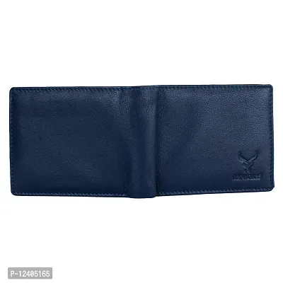 REDHORNS Stylish Genuine Leather Wallet for Men Lightweight Bi-Fold Slim Wallet with Card Holder Slots Purse for Men (WC-A05I_Navy Blue)-thumb3