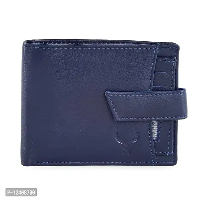 REDHORNS Stylish Genuine Leather Wallet for Men Lightweight Bi-Fold Slim Wallet with Card Holder Slots Purse for Men (A09I_Navy Blue)