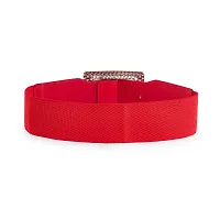 REDHORNS Women's Rectangle Design Belts Casual Thin Female Belts Dress Skirt Waist Elegant Ladies Designer Waistband Free Size (LD91N_Red)-thumb3